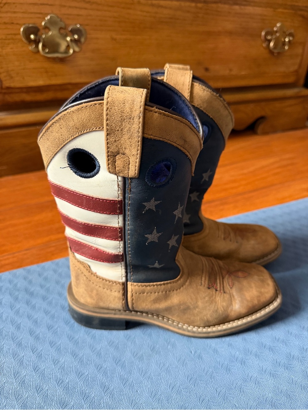 Kids Brown Americana Cowboy Boots with Stars & Stripes Cody James